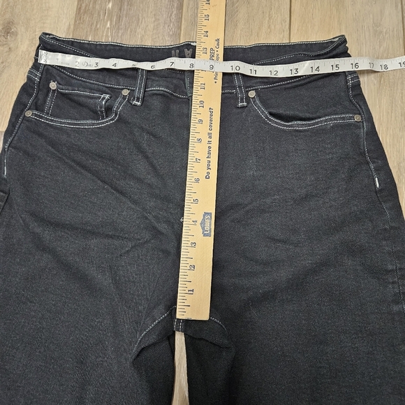 Hale Wide Leg Black Denim Jeans Button Fly White Stiching Women's 32 Grunge - Picture 3 of 12